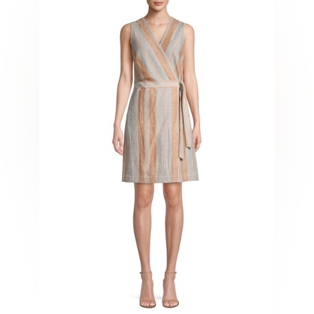 Lafayette 148 New YorkOaklyn Linen Striped Wrap Romper Size 6